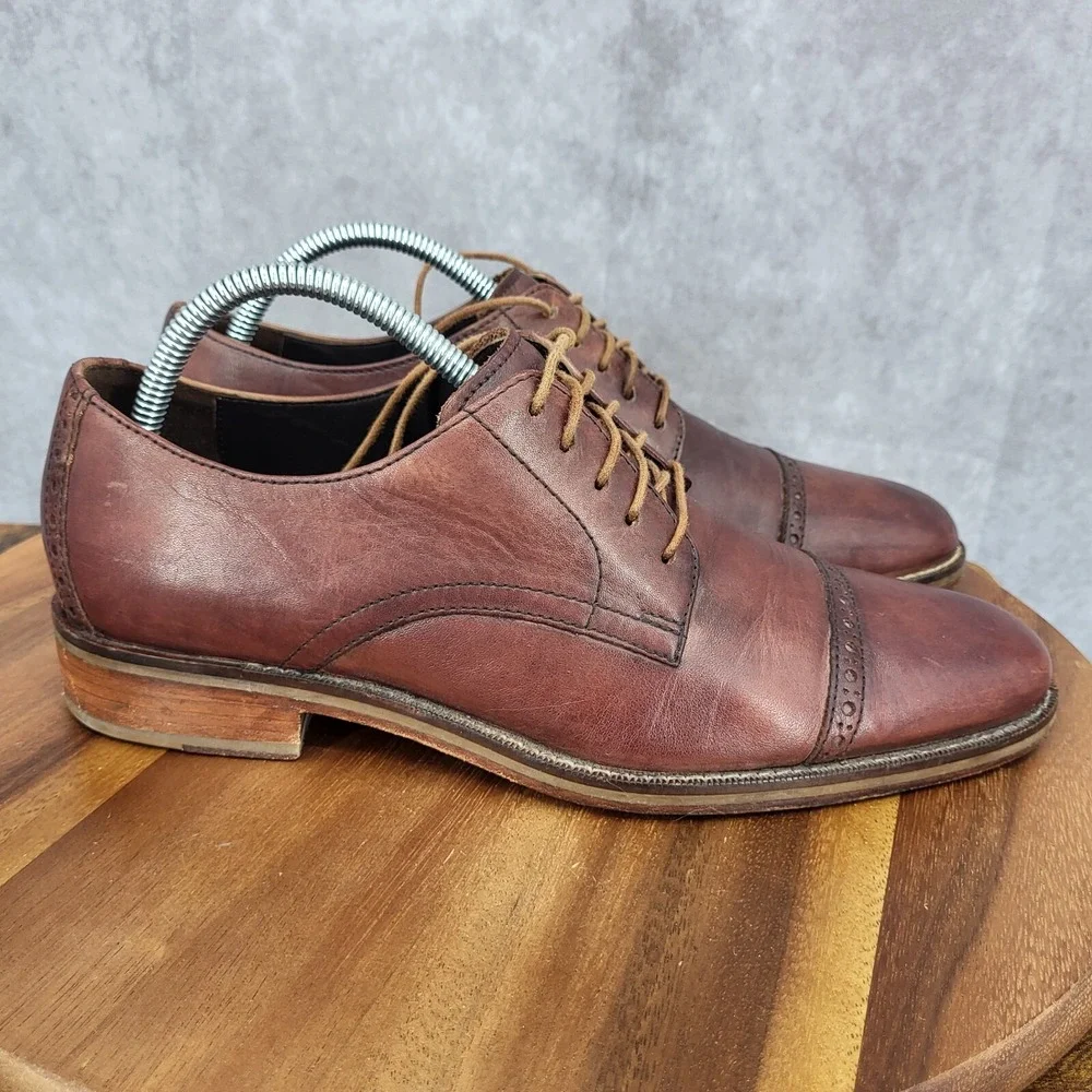 Cole Haan Air Oxford Shoes Mens 8 M Brown Leather‎ Jefferson Cap Toe Dress Shoes